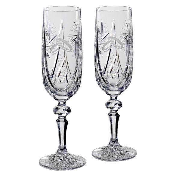 Victoria * Cristal Set de pahare de cristal pentru șampanie pentru nunți (2 bucăți) (MGyű17198)